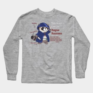 Rogue Raccoon RPG Style Perfect for Dungeon and Dragons Enthusiasts Funny Raccoon Cute RPG Video Game design DND Long Sleeve T-Shirt